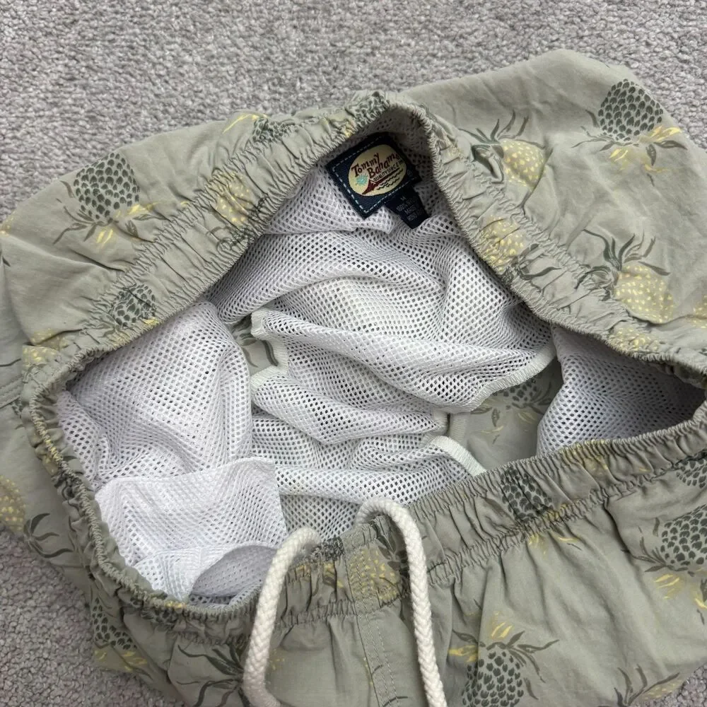 Tommy Bahama Vintage Y2K Board Shorts Swim Trunks Mens Medium Gray Pineapple